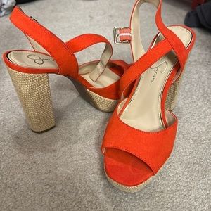 Jessica Simpson Orange Platform Heels